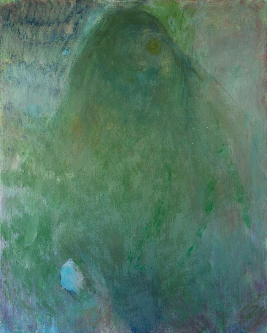 Aleppo Rohrschach, �l, Jute, Dammar, Kohle, 2017, 160 x 200 x 5 cm