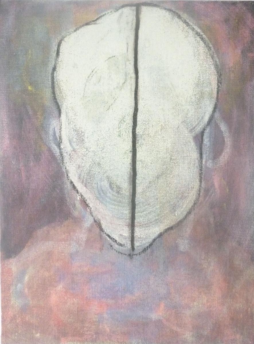 Cortex, l, Kreidegrund, Tusche, Jute, 2013, 60 x 80 x 5 cm
