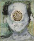 Okzipitallappen (Dummy), �l, Kohle, �lfirnis, Papier, Kreide, Bleistift, Jute, Fichte, Lack, 2005/07/09/10, 26 x 31 x 8 cm