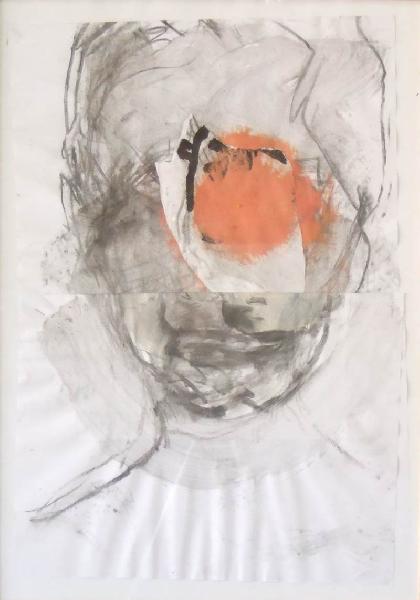 Parapineal Zeichnung, Papier, Heftklammern, Zeichnungsrisse (Kohle, Hautleim, Tusche, �l), 2009, 44 x 63 cm