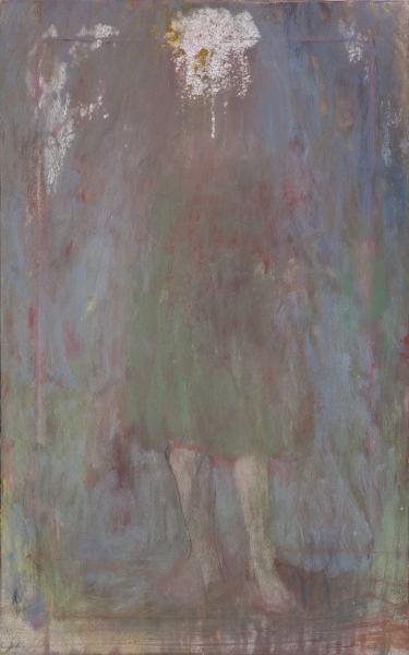 Michelle, 2018, Öl, Kohle, Dammar, Leinwand, 50 x 80 x 2,5 cm