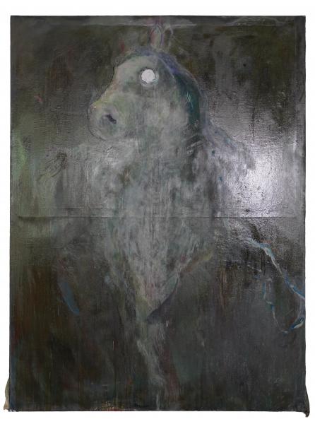 Europa Springer, 2023/2024, l, Kohle, Harz, Gips, Nessel,, 200 x 150 x 5 cm