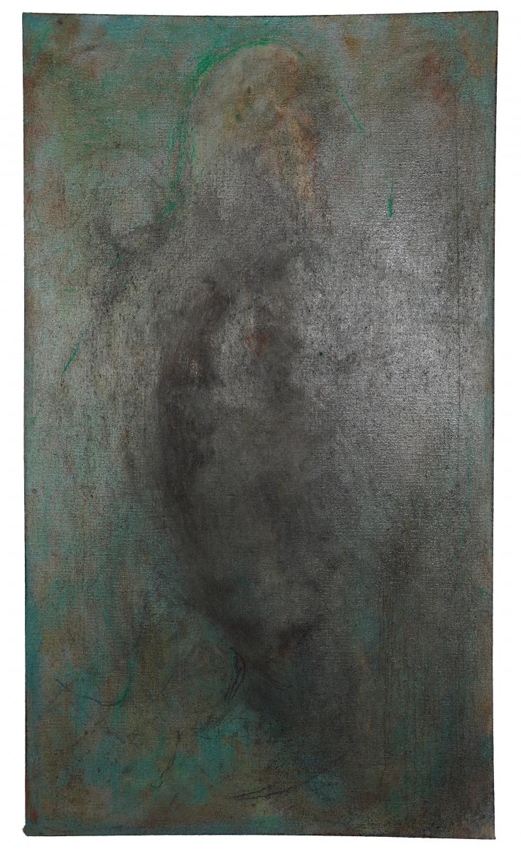 GOT, 2018/2022/23, l, Kohle, Glanzru, 200 x 115 x 5 cm
